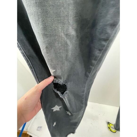 Seven 7 High Rise Ankle Skinny Black Distressed Sparkling Stars Jeans Size 12 - Picture 5 of 10